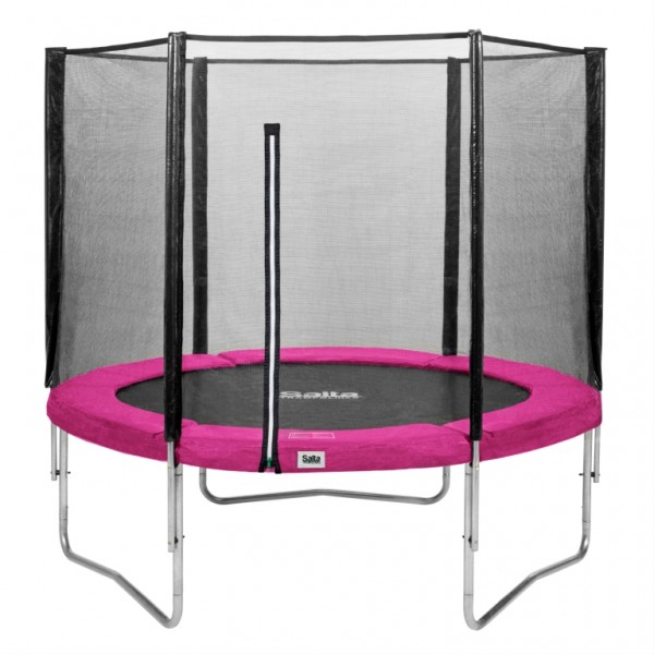 Salta Trampolin rund  2,51 m, pink Combo mit Fangnetz, Schutzrand