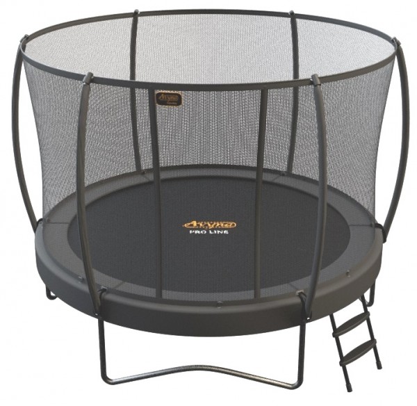 Proline Trampolin rund Ø 3,05 m grau mit Fangnetz, Leiter