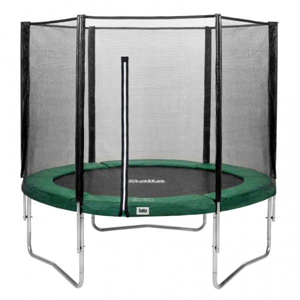 Salta Trampolin rund � 2,51 m, gr�n Combo mit Fangnetz, Schutzrand