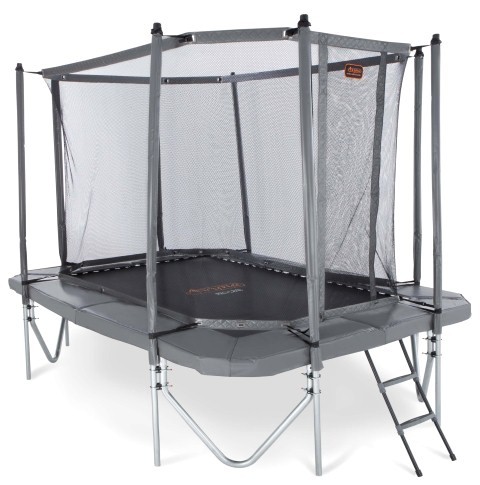 Trampolin rechteckig 3,80 x 2,55m grau mit Fangnetz, Leiter