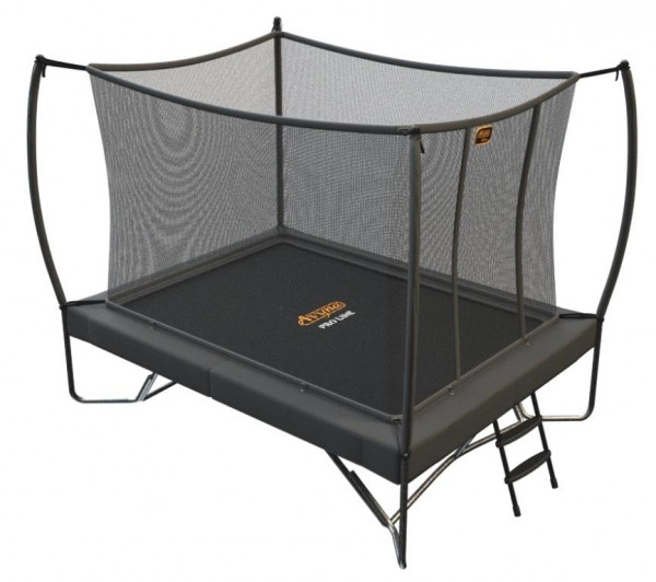 Proline Trampolin rechteckig 2,75 x 1,90m, grau mit Fangnetz und Leiter