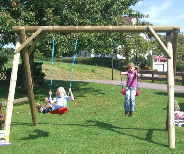 Doppelschaukel stabil aus Holz 300x220x220 cm Spielfuchs