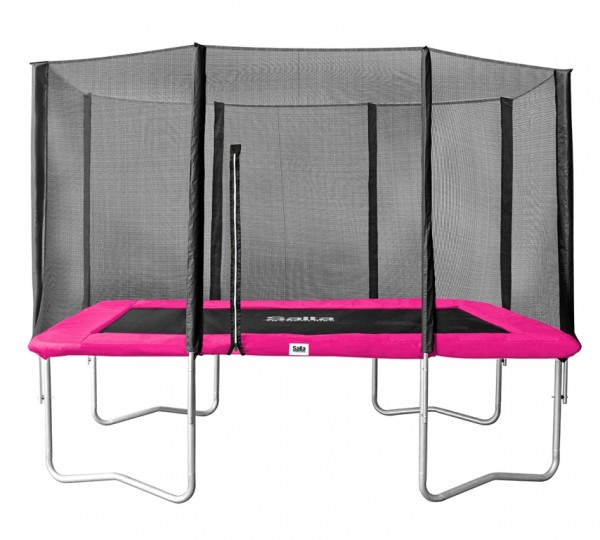 Salta Trampolin eckig 1,53 x 2,14m, pink Combo mit Fangnetz, Schutzrand