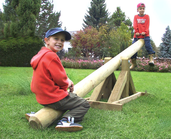 Kinderwippe stabil aus Rundholz mit Aufstellbock 2-Sitzer Wippe
