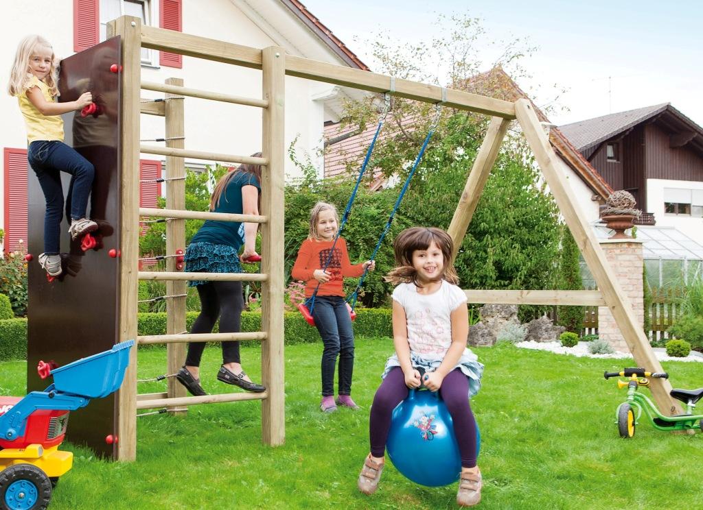 XXL Multispielanlage, Klettergerüst Luca mit Schaukel, Kletterwand