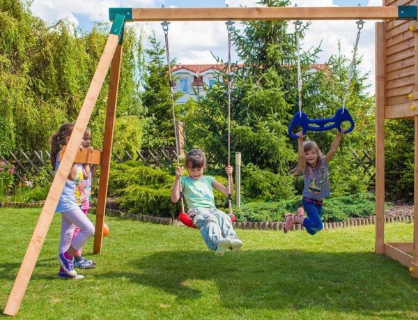 Anbauschaukel Doppelschaukel aus Holz fr Spieltum