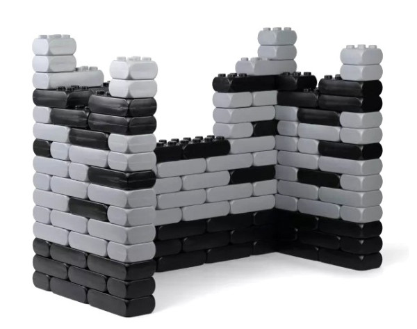 118 Stück XXL Funblocks Ritterburg grau-schwarz