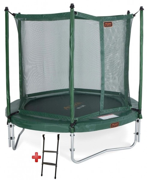 Proline Trampolin 2,45 m grn mit Fangnetz, Leiter