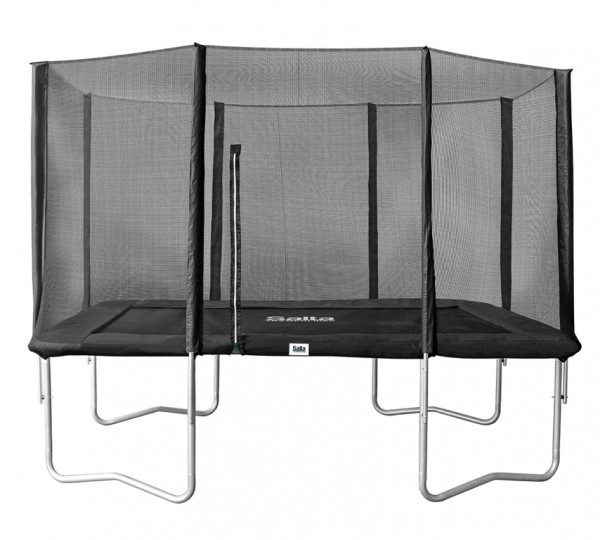 Salta Trampolin eckig 1,53 x 2,14 m, schwarz Combo mit Fangnetz, Schutzrand