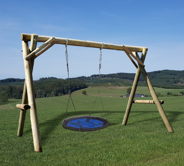 Doppelschaukel stabil aus Ø 12 cm Rundholz in 300x220x220 cm mit Nestschaukel