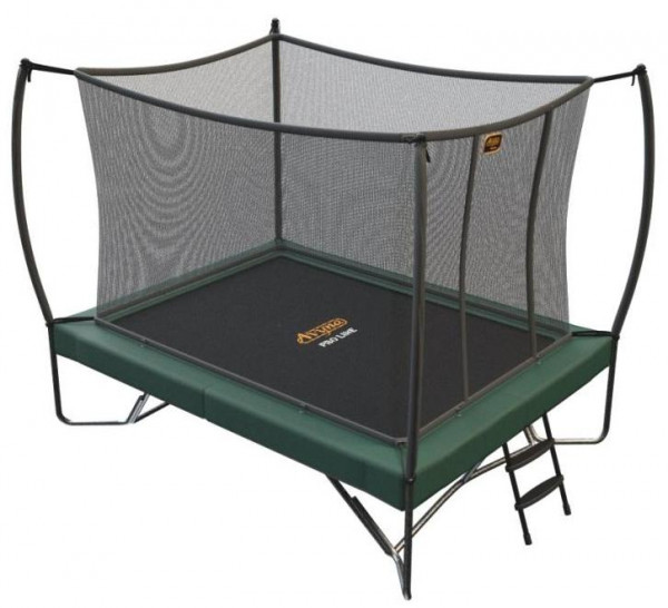 Proline Trampolin rechteckig 2,75 x 1,90m, grün mit Fangnetz und Leiter