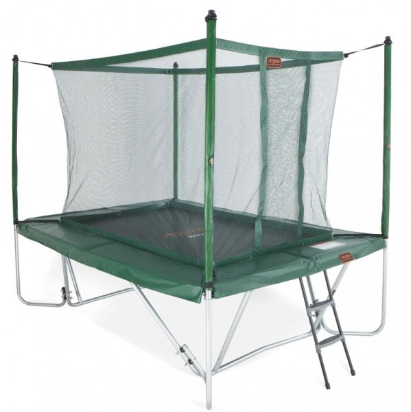 Trampolin rechteckig, faltbar 3 x 2,25m, grn, mit Fangnetz, Leiter