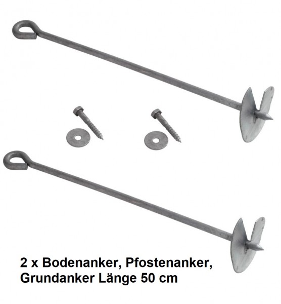 2 x Bodenanker, Pfostenanker, Grundanker Länge 50 cm