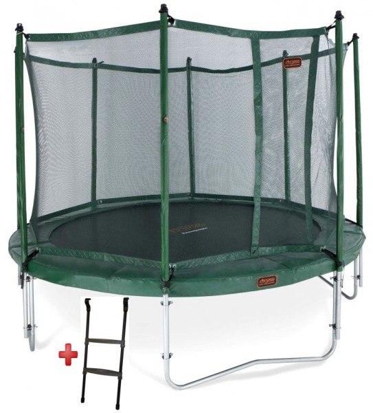 Powerjumper Trampolin 4,30 m grn mit Fangnetz, Leiter